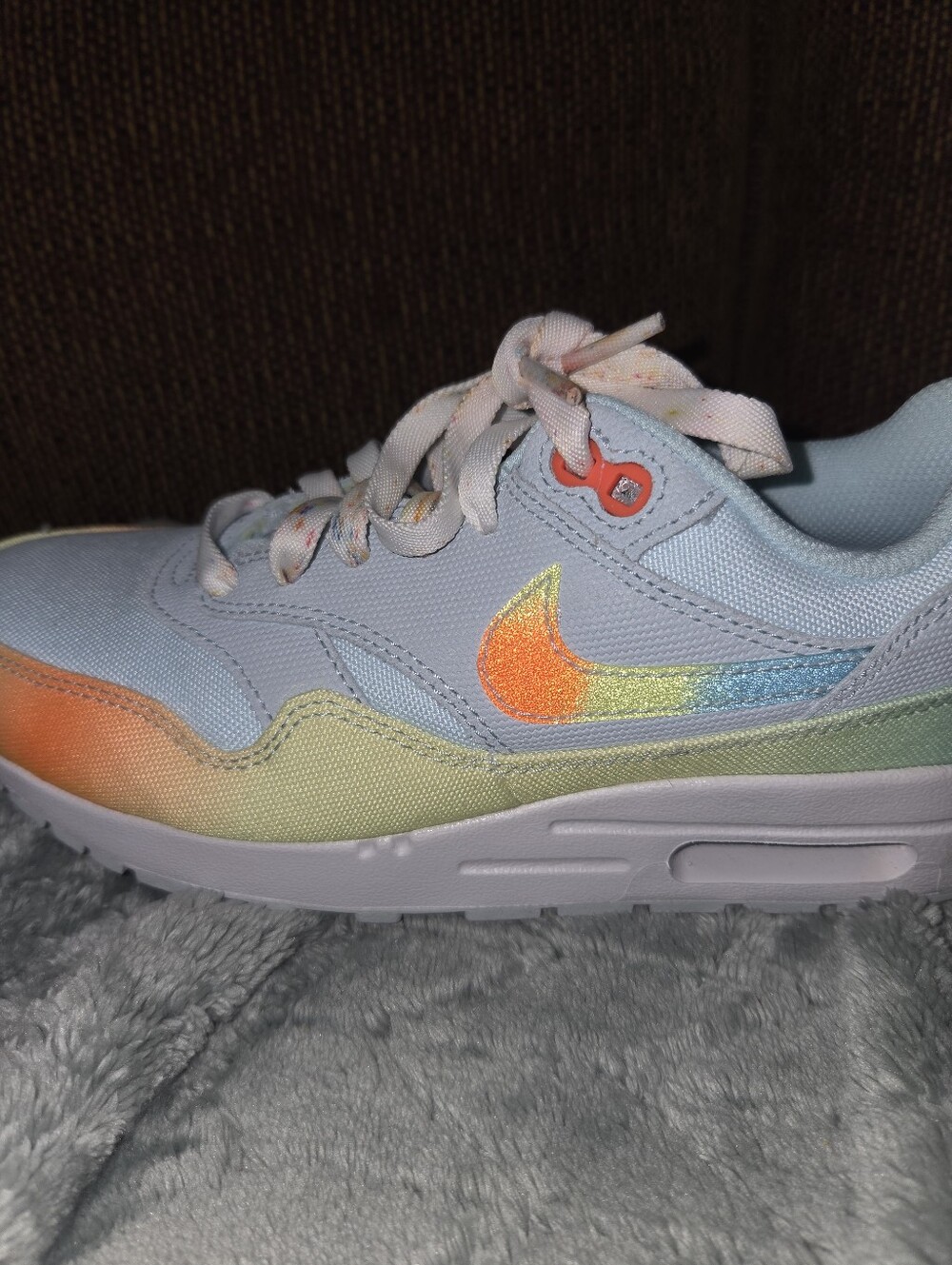 Nike Kids Light Blue Sneakers with Orange Logo
